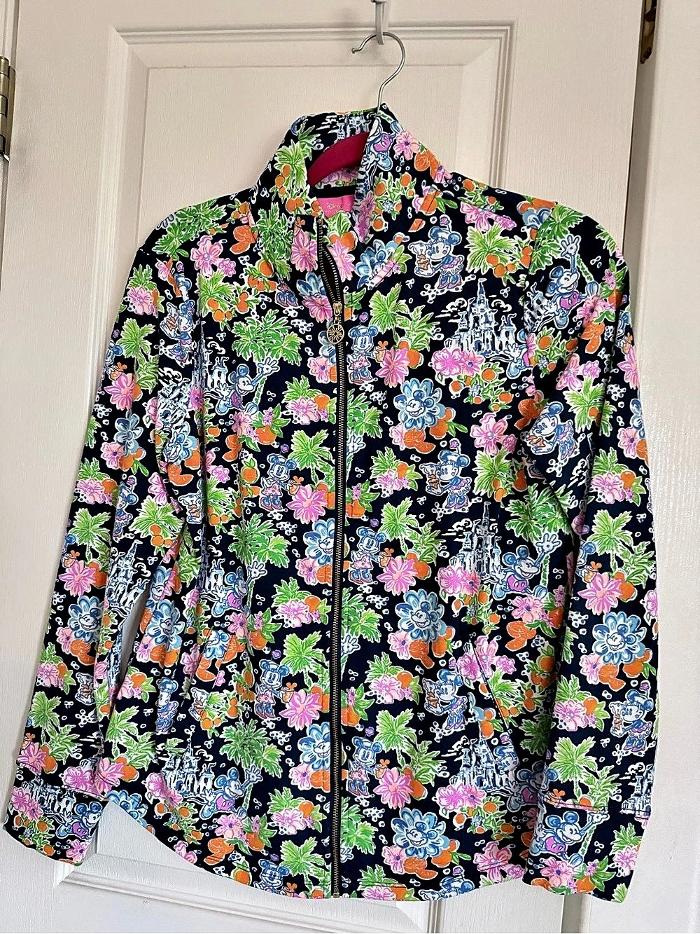 Lilly Pulitzer Disney Floral Full Zip Jacket Sweatshirt - Blue - Small Like New